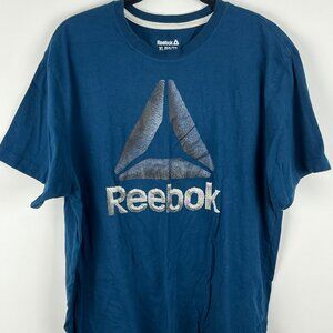 Reebok T Shirt Size XL Blue Short Sleeve Crew Neck Cotton Polyester